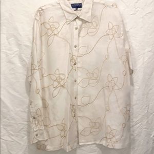 White Hand Stitched Linen Shirt